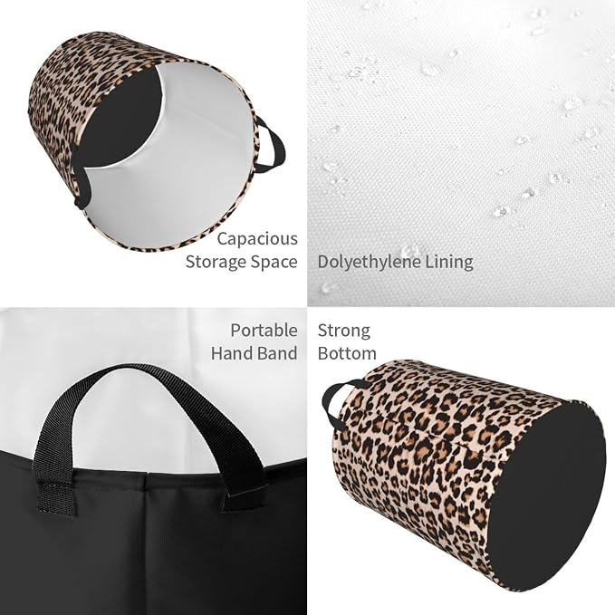 Cheetah Leopard Print Animal Skin Laundry Hamper Bag - Image 3