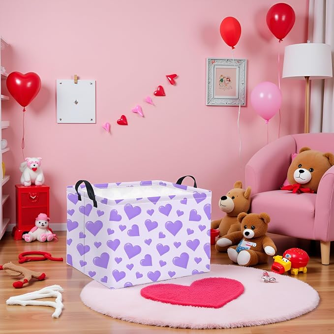 Rectangular Valentines Basket for Women Girls Storage Bin Organizer Box Shelf - Image 2