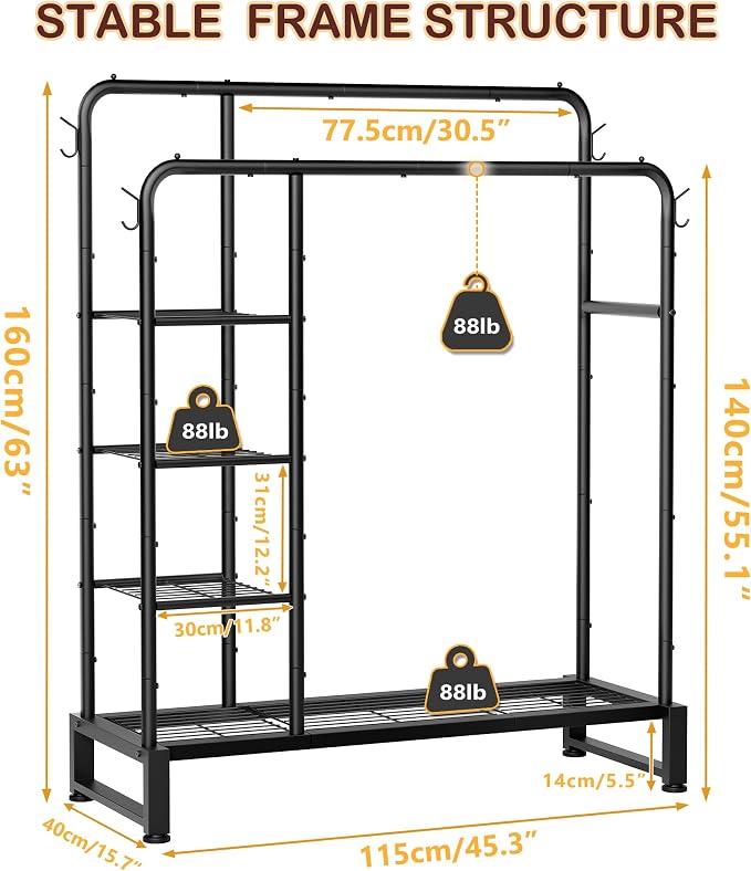 Double Rods Clothes Rack Clothing Rack - Image 3