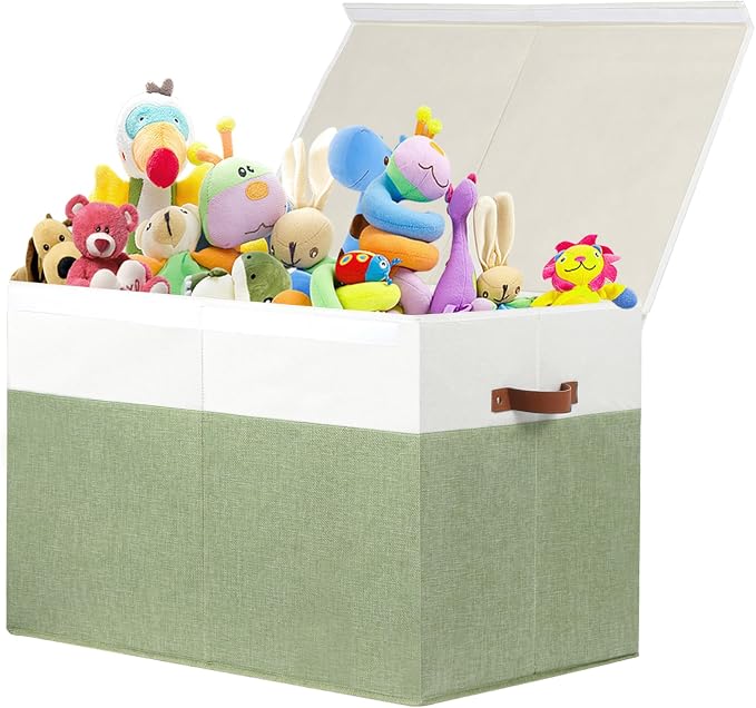 Large Toy Storage Box with Lid, Sturdy Toys Storage Chest Bin Organizer Basket by Gowee