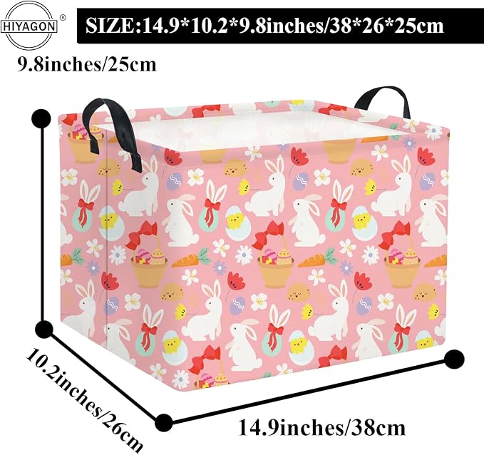 HIYAGON Rectangular Easter Basket Baby Girl Basket Fabric Storage Bin Organizer - Image 7
