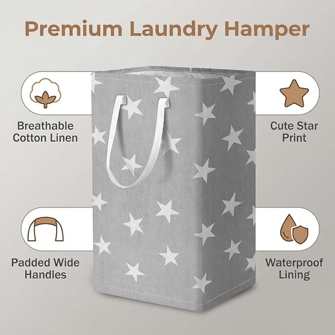 Laundry Basket, Large Clothes Hamper Collapsible, Free-Standing - Image 5