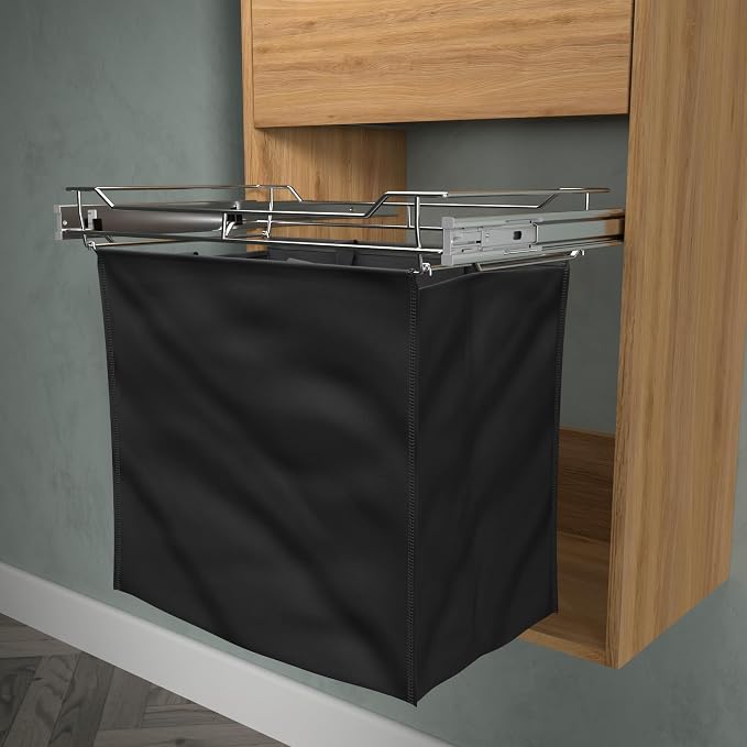 Classic 24" Full Extension Pullout Laundry Hamper in Chrome - Image 2