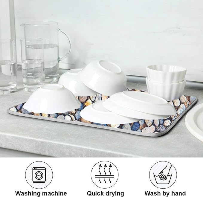 Colorful Stone Texture Dish Drying Mats 18 x 24 Inch Super Absorbent Microfiber - Image 7