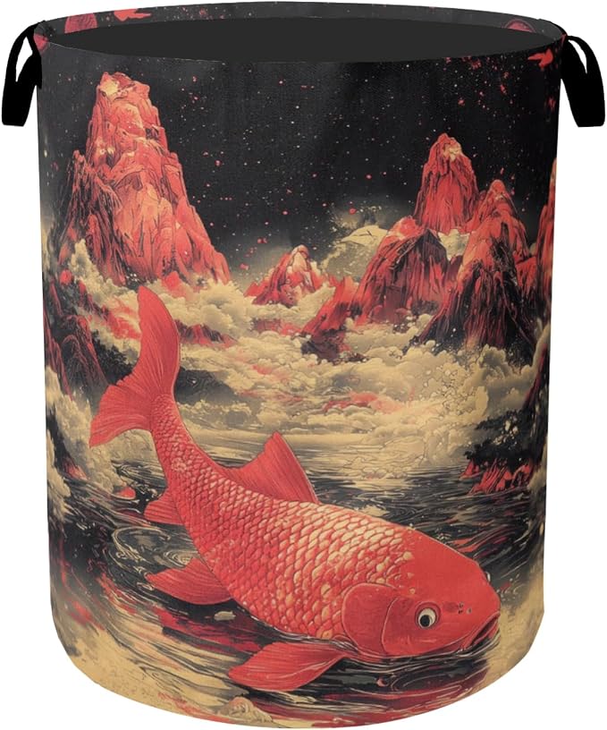 Japanese Style Red Fish Laundry Basket by Gearsly