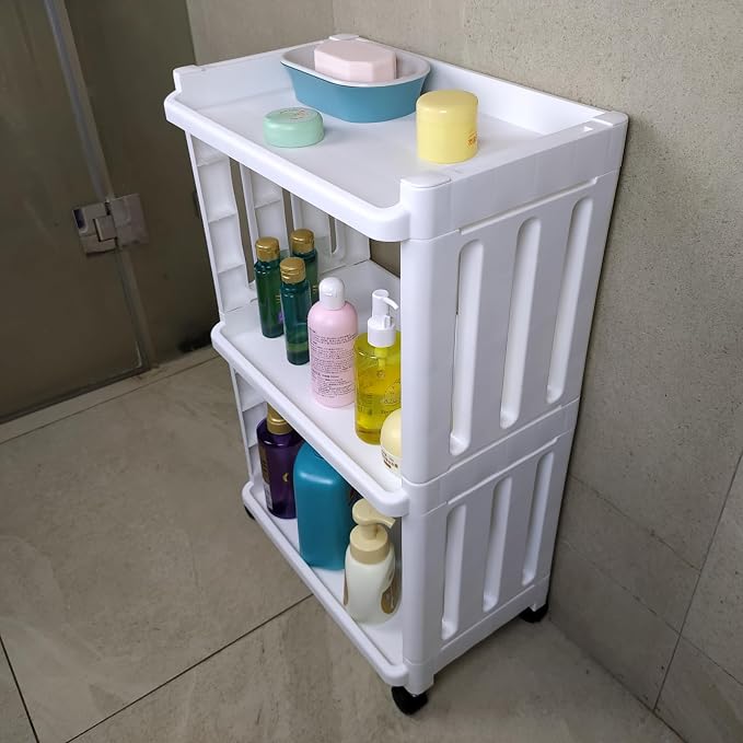 3 Tier Rolling Storage Cart for Bathroom Toilet Side Storage Shelf - Image 6