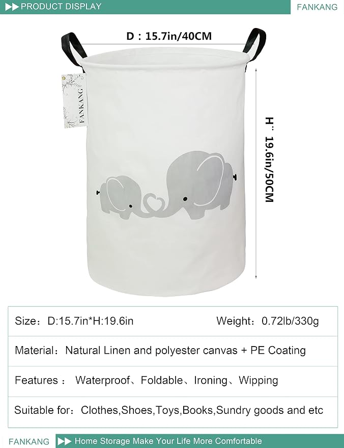 FANKANG Storage Basket, Nursery Hamper Canvas Laundry Basket Foldable - Image 2