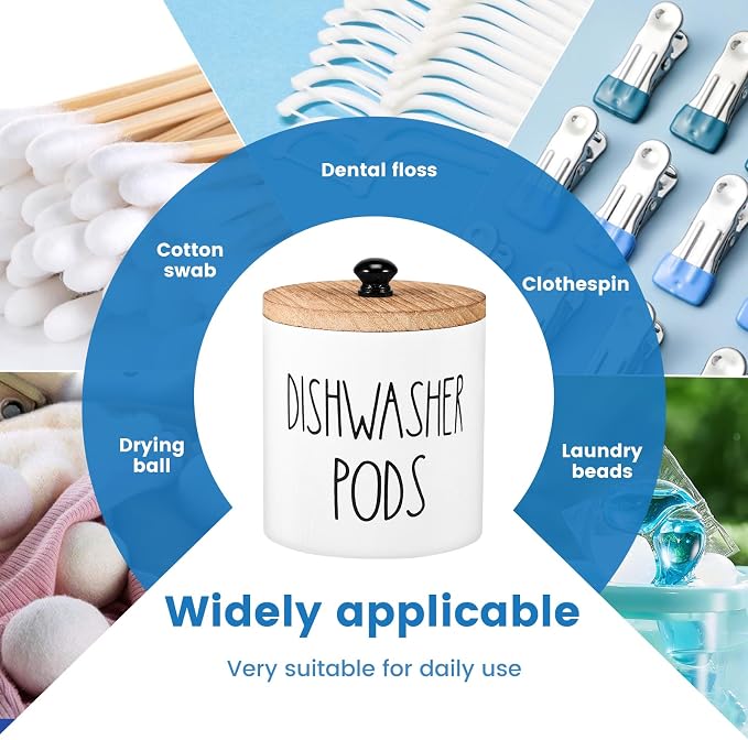 Dishwasher Pod Container with Lid, Wood Laundry Detergent Pods Storage Container - Image 7