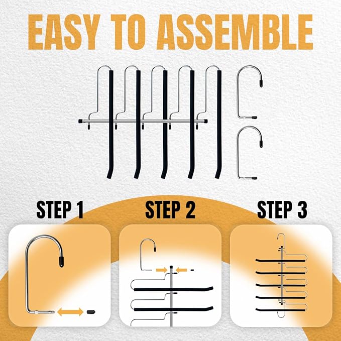 4 Pack Magic Pants Hangers Space Saving Heavy Duty Slacks Jeans Trouser Hanger - Image 4