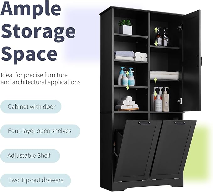 68" Tall Bathroom Storage Cabinet - Image 7