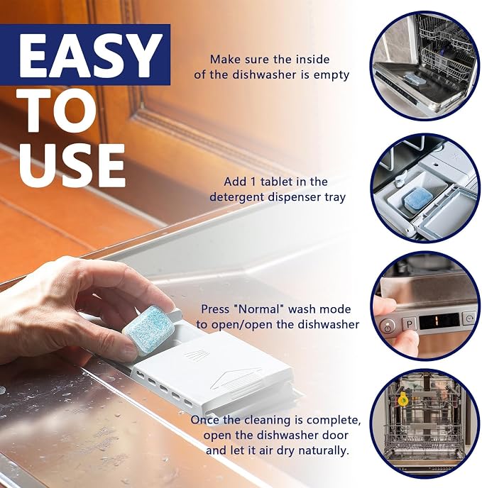 Dishwasher Cleaner and Deodorizer Tablet -24Tablets Deep Cleaning Descaler - Image 4