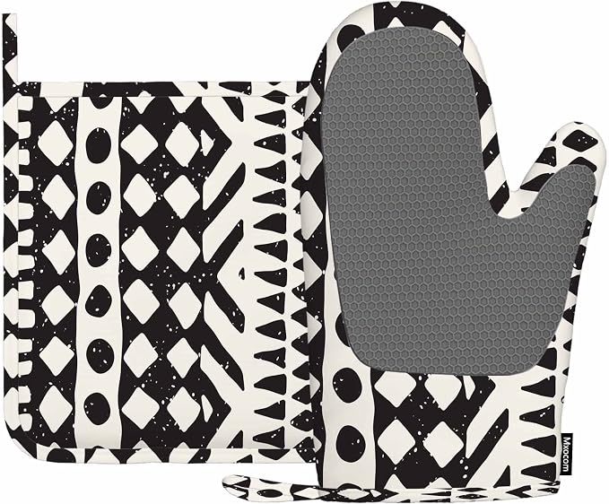 Mxocom Aztec Print Oven Mitts and Pot Holders Sets Tribal Design Geometric by Mxocom