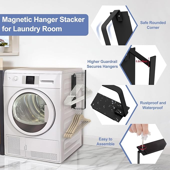 2 Pack Magnetic Hanger Holder for Laundry Room, Space-Saving Hanger Organizer - Image 5