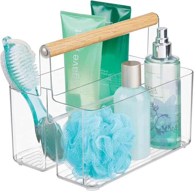 mDesign Plastic Portable Shower Caddy Divided Basket Bin Storage Organizer by mDesign