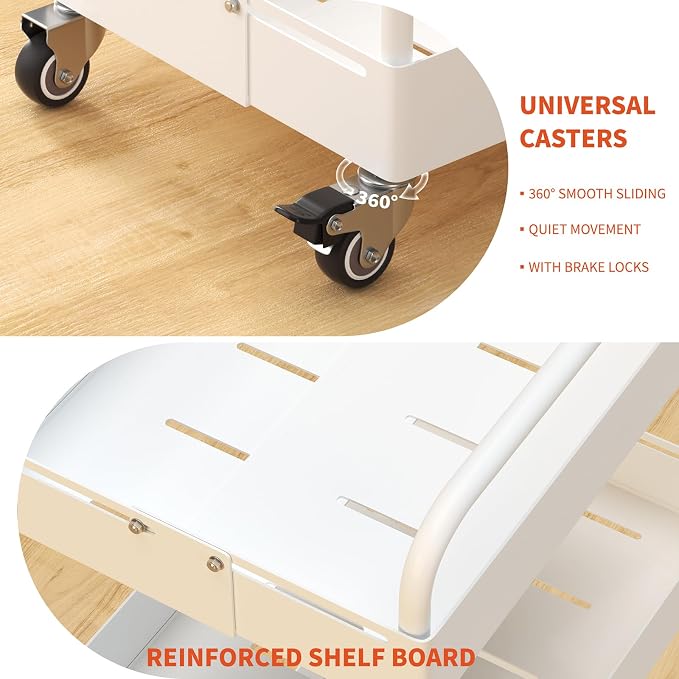 HOTEAGLE 4-Tier Rolling Cart Metal Expandable Utility Carts - Image 4