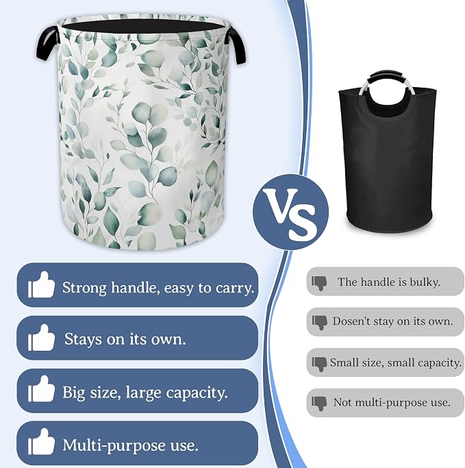 Eucalyptus Spring Botanical Laundry Basket, Foldable Oxford Cloth Laundry Hamper - Image 3