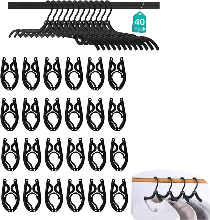 40Pcs FoldableTravel Hangers Space Saving Portable Folding Coat Hangers Travel by Unknown