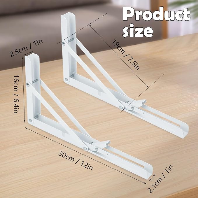 10 Pack 12 Inch White Folding Shelf Brackets - Image 2
