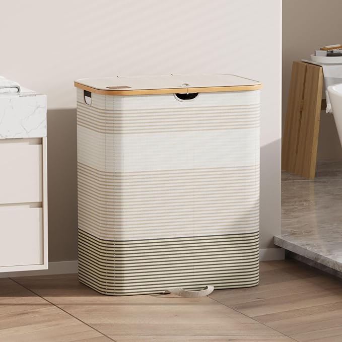 Double Laundry Hamper with Lid and Removable Bags, 150L Large Collapsible 2 - Image 9