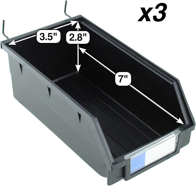 Pegboard Bins – 3 Pack Black Extra Large - Image 2
