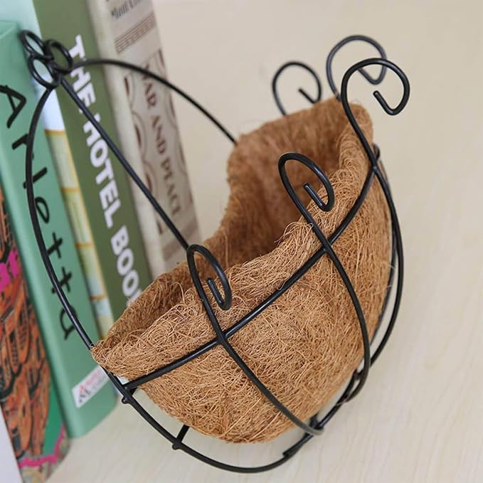 Orgrimmar 2 Pcs Iron Wall Hanging Planters Basket 9.8 Inches Half Round Plant - Image 3