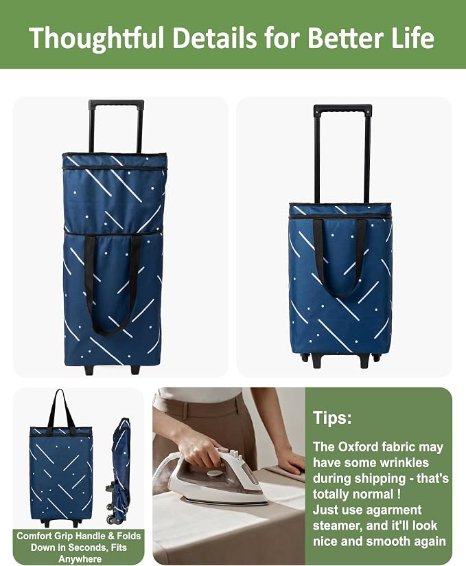 Foldable Rolling Bag, Portable Small Shopping Cart - Image 5