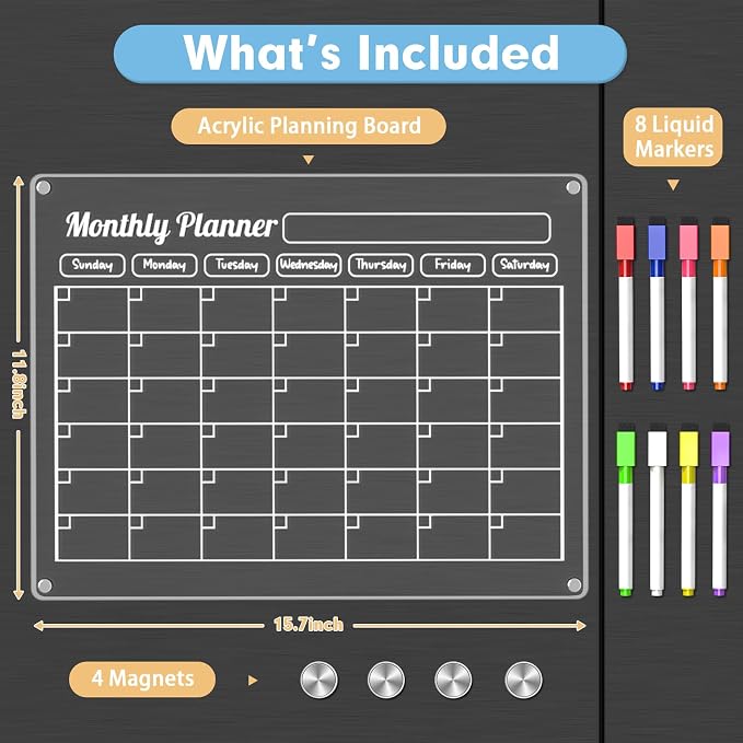 Grtard Acrylic Fridge Calendar Dry Erase Board - Image 5