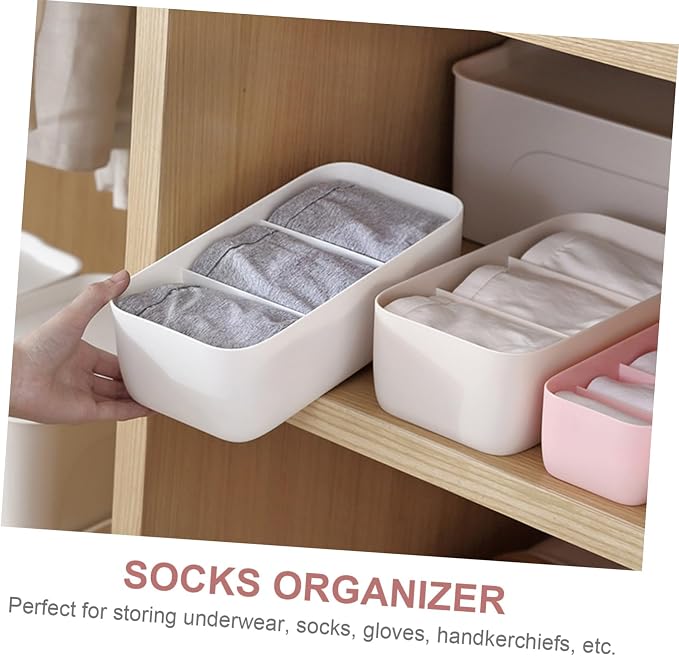 TEHAUX 2pcs Socks Container Underwear Storage Box Solid Dividers Crumple Easy - Image 7