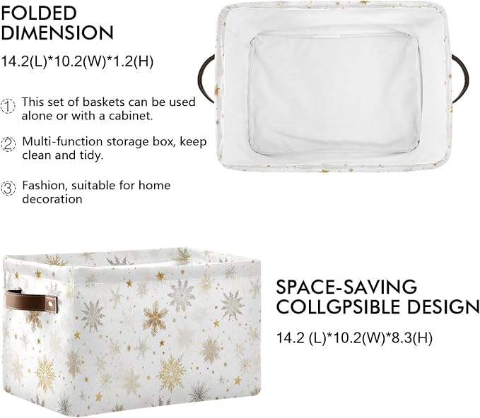 Winter Snowflake White Storage Basket - Image 2