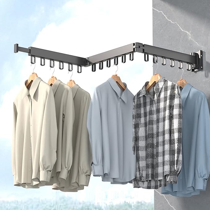 Clothes Drying Rack, Retractable Clothesline Plastic Folding Multi-Head Drying - Image 3