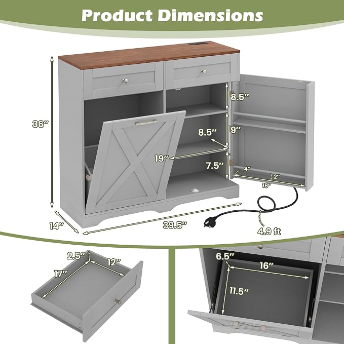 LOKO Tilt Out Trash Can Cabinet, Kitchen Island - Image 3