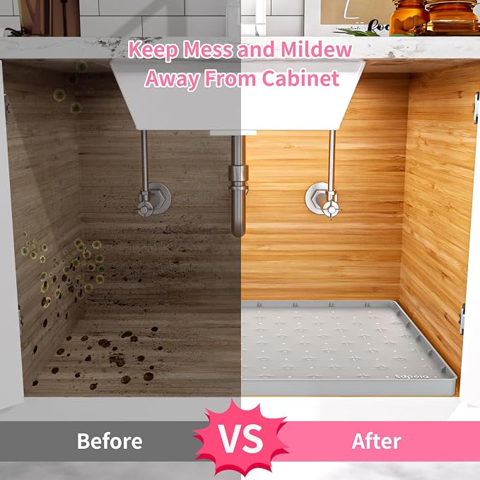 Sdpeia Under Sink Mat 22"×14" Waterproof Silicone Cabinet Liner & Sink Protector - Image 6