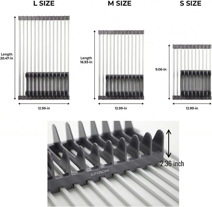 Aluminum Roll Up Dish Drying Rack Over Sink - Image 2