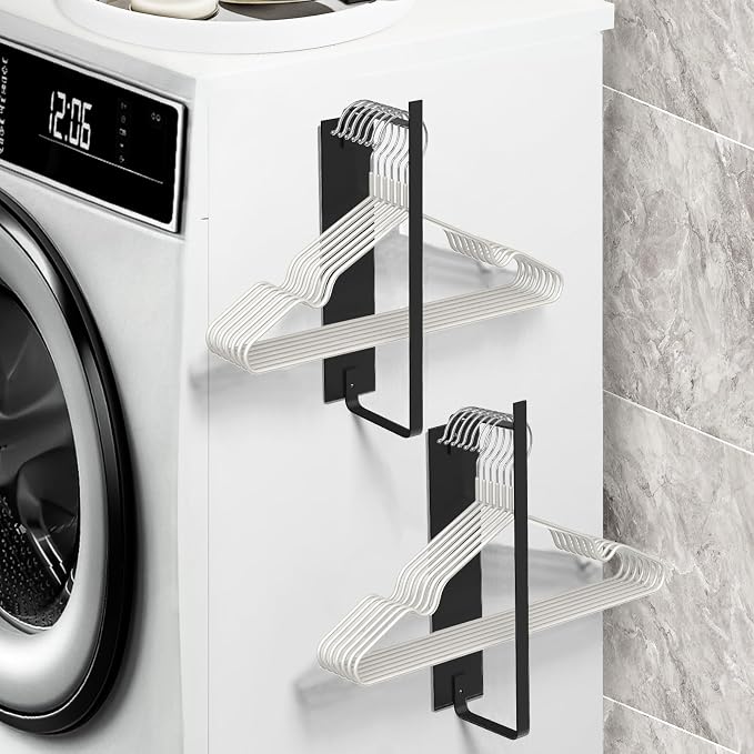 2 Pack Magnetic Hanger Holder for Laundry Room, Space-Saving Hanger Organizer by FODIENS