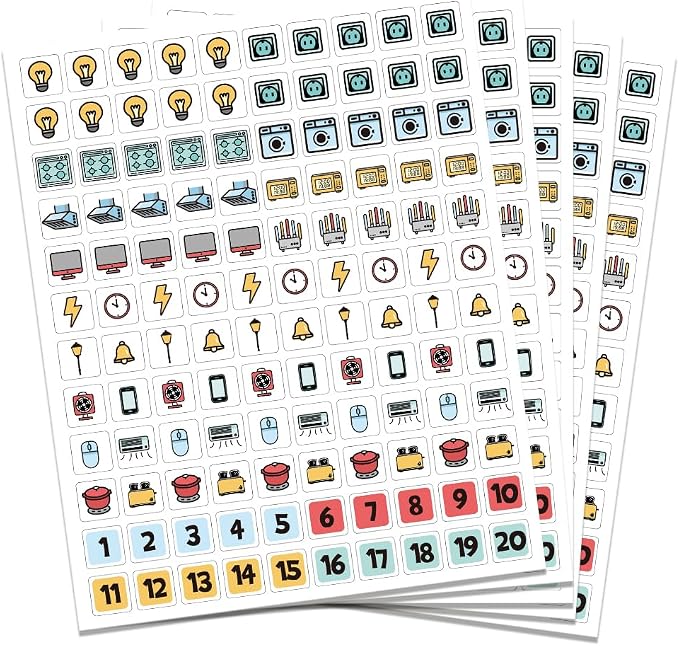 Pack of 600 Light Switch Sticker Labels, 38 Designs Multicolor Switch ID by GOMAKERER