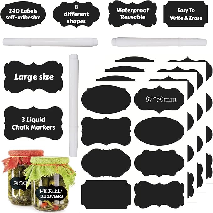 Chalkboard Label 240 Pcs Waterproof Reusable Labels by Unknown