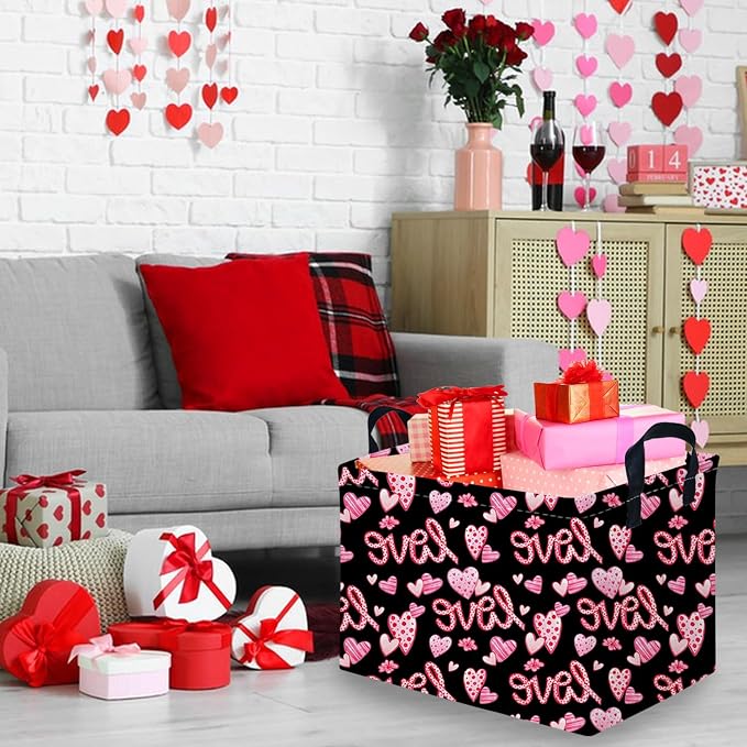 Rectangular Black heart, Valentines Basket, baby Gift Basket Empty, Hearts - Image 4