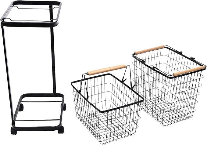 2-tier Laundry Basket, Wire Laundry Cart - Image 5