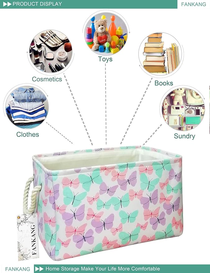 FANKANG Rectangular Laundry Basket Nursery Storage Fabric Storage Bin Storage - Image 3