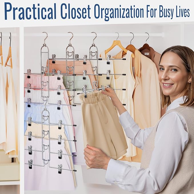 Pants Hangers With Clips, Newly Upgraded Detachable Space Saving Hangers - Image 4