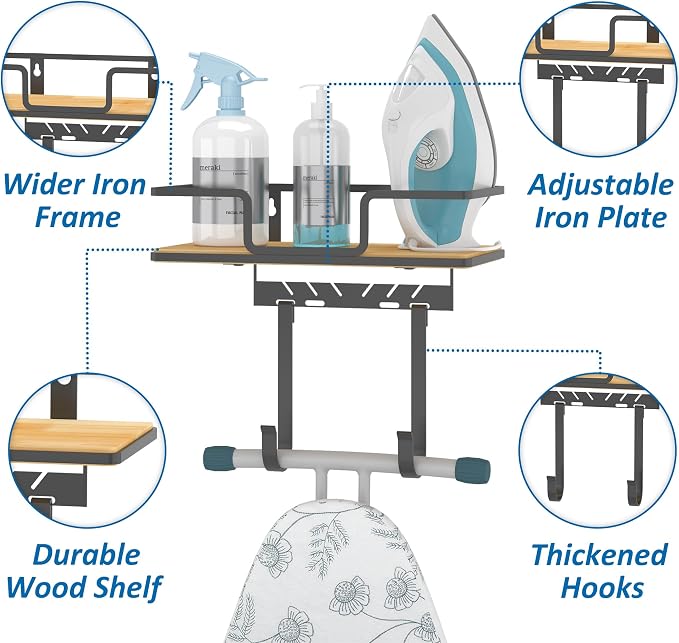efluky Ironing Board Hanger Wall Mount, Ironing Board Holder Organizer - Image 3