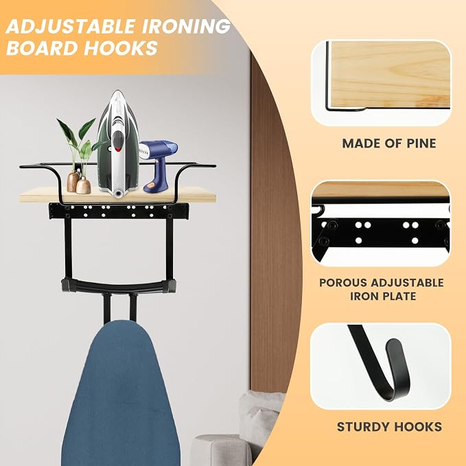 Iron Holder, Ironing Board Wall Hanger, Iron Board Hooks, Iron Holder Wall - Image 6