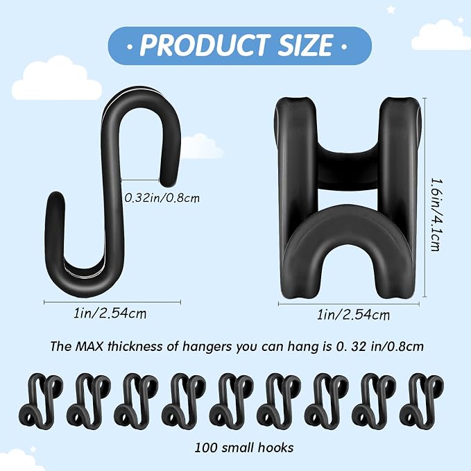Unittype 150 Pcs Space Saving Hanger Hooks, Clothes Hanger Connector Hooks - Image 2