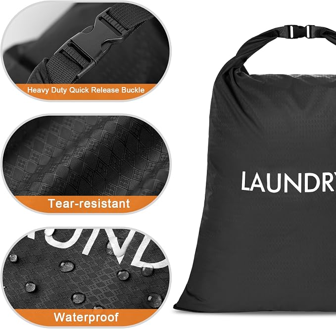 2 Pack Travel Laundry Bag, Nylon Washing Bags - Image 2