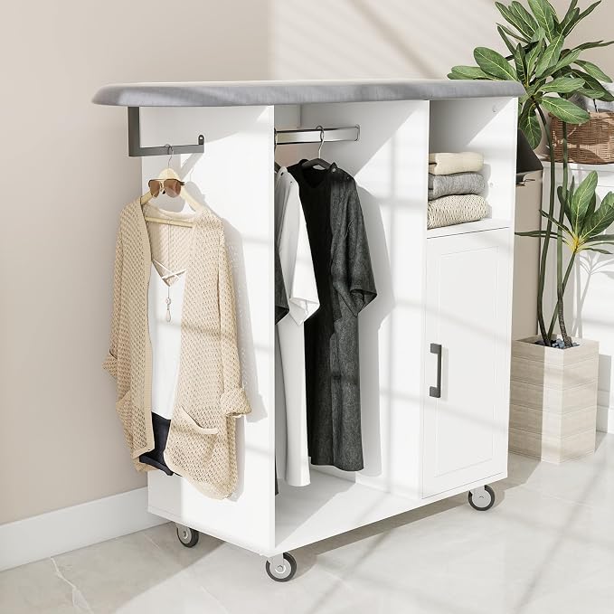 Rolling Ironing Board with Storage Cabinet, Tabletop Ironing Board - Image 3
