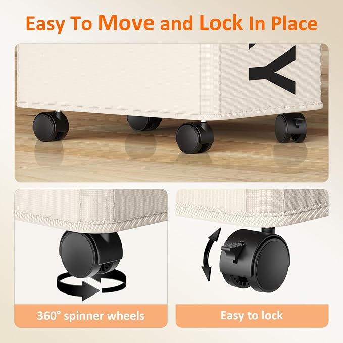 Laundry Basket with Wheels, 90L Rolling Laundry Hamper with Wheels, Large - Image 5
