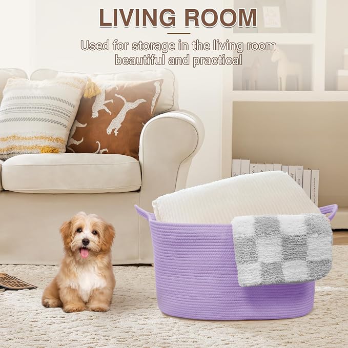 YOUDENOVA Nursery Storage Basket，21.6''×14.9''×11.8'' Rectangle Cotton Rope - Image 3