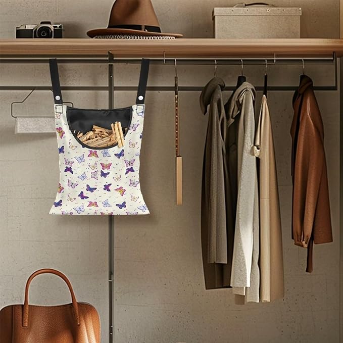 Cartoon Butterfly Clothespin Bag Hanging Storage Organizer - Image 5
