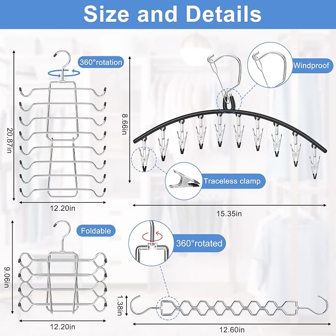 5 Pack Legging Organizer for Closet Hanging, 3 Pants Leggings Hangers - Image 3