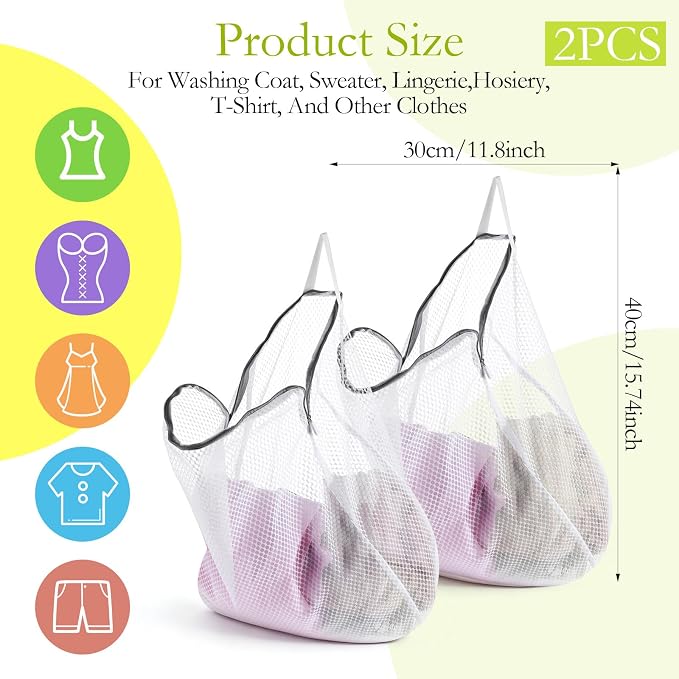 2Pcs Mesh Hanging Laundry Bags, Wash Bag - Image 2